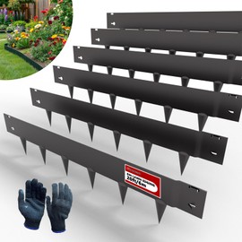 20ft. Galvanized Steel Landscape Edging (6-Pack) – 40" x 8" Metal Garden Border, Hammer-in Lawn Edging for Landscaping, Tree Rings, Yard & Pathway – Black Steel Lawn Edge for Garden Design