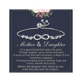 Mother Daughter Bracelet Silver Infinity Love Bracelets for Women Birthday Jewelry Gifts for Mom from Daughter