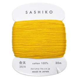 Dharma Sashiko Yarn, Card Roll, COL.204, Sunflower, Approx. 98.8 ft (30 m), 01-2410 Yellow