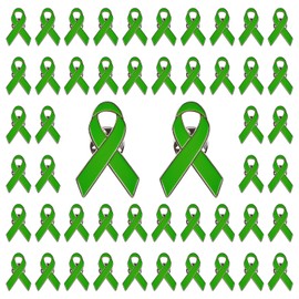 CRAFFANCY 50 PCS Lime Green Ribbon Pin, Health Awareness Lapel Pin Green Ribbon Brooch Green Lapel Pins Hope Pins Enamel Jewelry Pins for Decoration