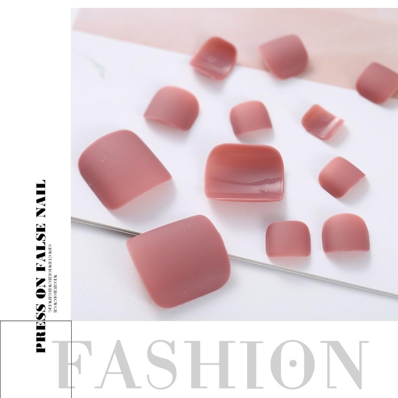 Outyua Solid Square Fake Toenails Matte Press on Toe Nails