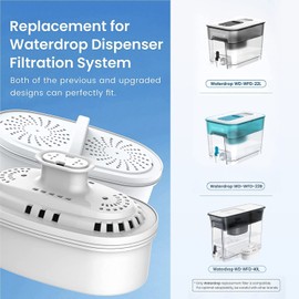 Waterdrop WD-PF-01A Plus NSF Certified Replacement Filters for WD-WFD-22L, WD-WFD-24, WD-WFD-40L Dispenser Filtration System, Reduces PFAS, PFOA/PFOS, Last Up to 2 Months or 200 Gallons (3 Packs)