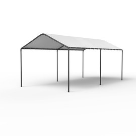 GOJOOASIS 10x20 Carport Heavy Duty Portable Garage Shelter Metal Car Canopy Tent with UV-Resistant & Weatherproof Top Cover for RV & Vehicles (White, 10x20 Without sidewalls)