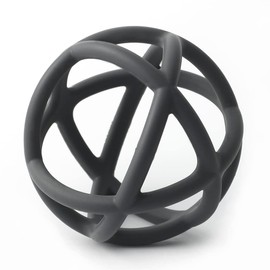 TOPGOMES Baby Teether Ball Toy, BPA Free Silicone Soft Ball Easy to Hold Teether for Babies Ages 6 Months+ (Dark Grey)