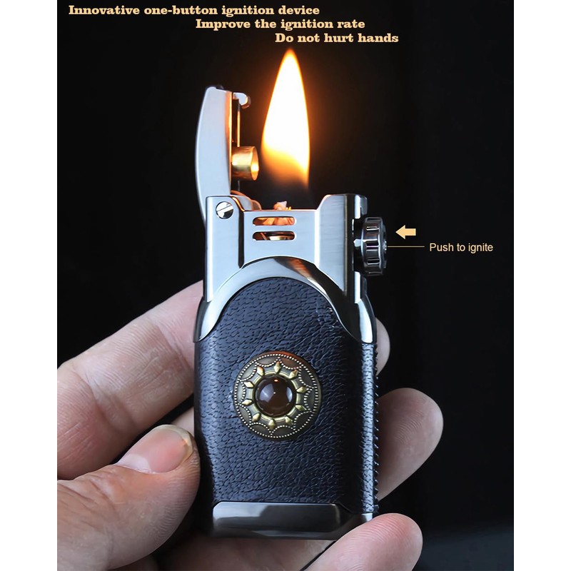 Leather Lighter Soft Flame Antique Style Refillable Vintage Candle Lighters