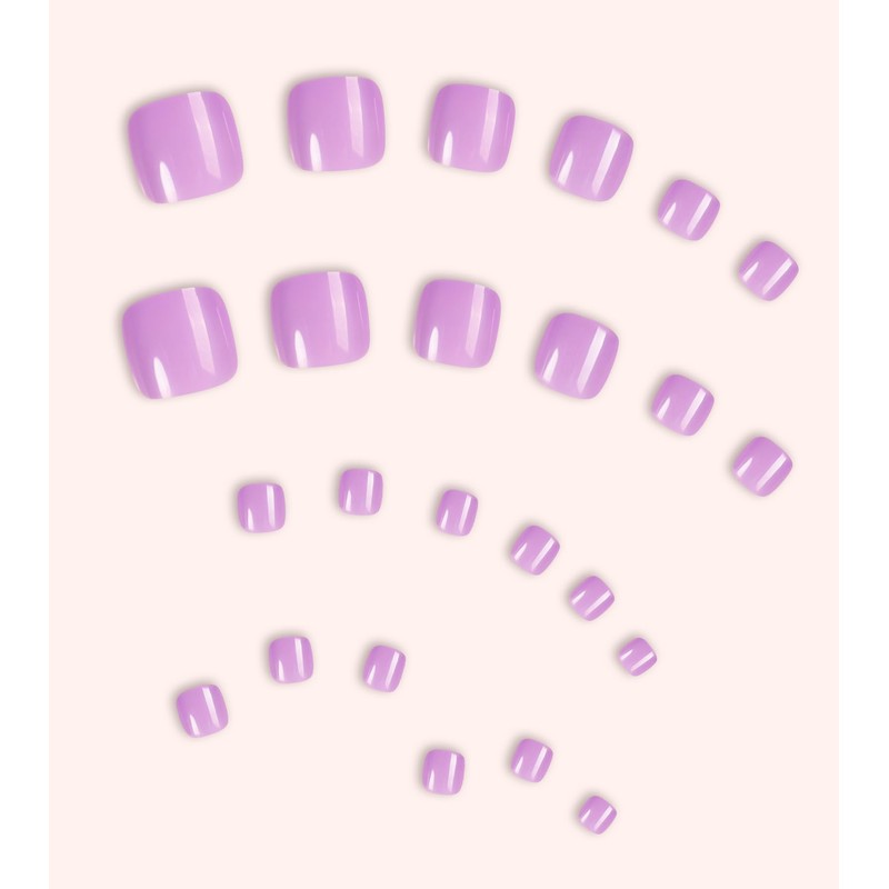 Morily Solid Light Purple Press on Toenails for Women, 24