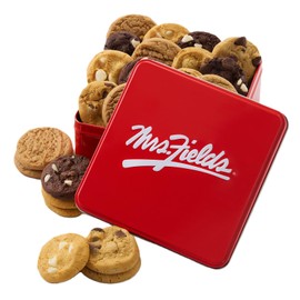 Mrs. Fields 24 Nibblers Bite-Sized Cookies Signature Tin - Assorted with 24 Nibblers Cookies in 4 Classic Cookie Flavors
