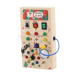 Baoblaze Lights Switch Busy Board Fine Motor Skills Present Teaching Aid Control Skills Wood Control Panel Montessori for Kindergarten