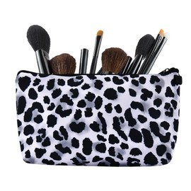 Leopard Print Makeup Organiser Bag for Women Girls Makeup Cosmetic Pouch for Handbag Purse Leopard Portable Make Up Bag for Travelling Travel