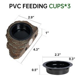 OIIBO Magnetic Gecko Feeding Ledge, Reptile Food Dish with 3PCS Feeding Cups Crested Gecko Feeder Ledge Water Bowl for Lizard Chameleon Bearded Dragon Tank Accessories