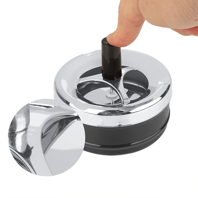 TOPINCN Ashtray, Smoking Ashtray Rotating Self-Clearing Windproof Cover Ashtray Push