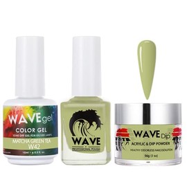 WAVEGEL Soak-Off Gel, Nail Lacquer & Acrylic/Dip Powder Matching Set - Simplicity Collection - #W42 Matcha Green Tea