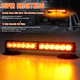 OPPBUY 12.2'' Wireless Roof Top Emergency Strobe Beacon Lights,High Brightness Safety Warning LED Strobe Light Rechargeable Amber Car Roof Strobe Light Bar with 17 Flashing Modes for 12/24V Car Truck