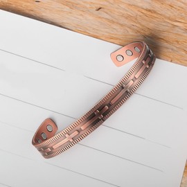 Wonder Care Copper bracelet for Men & Women | Solid and High Gauge Pure Copper bracelet | copper jewelry Cuff kada Adjustable | Best Rakhi Gift for brother | Copper Band with Velvet Case and Gift Box,