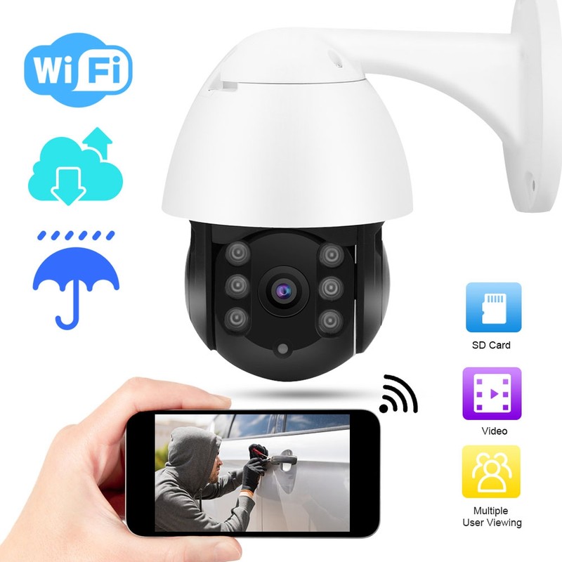 1080P Waterproof Wireless 6 lights IR PTZ Speed Dome Outdoor