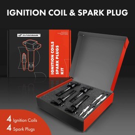 A-Premium Set of 4 Ignition Coil Pack and Iridium Spark Plugs Compatible with Hyundai Veloster 2012-2017, Accent & Kia Rio Soul 2012-2019, 1.6L Naturally Aspirated
