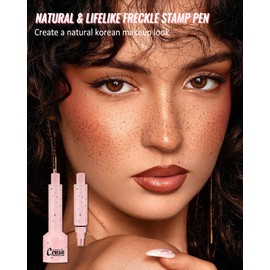 Freckle Stamp, Natural Realistic Faux Freckles Pen, Long Lasting Waterproof Quick Dry Magical Fake Freckle Stamp Marker, Get Sun-kissed Stars Makeup in One Press, Makeup Gift for Women Girls - 03 Deep