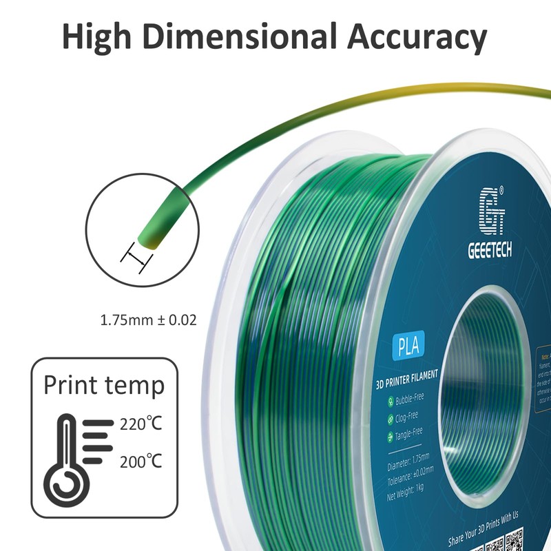 GEEETECH Silk PLA 3D Printer Filament 1.75mm,Silk Dual Color PLA