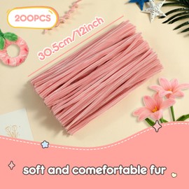 200 Pieces Pipe Cleaners Chenille Stem Set for DIY Arts Crafts Decorations (Pink)