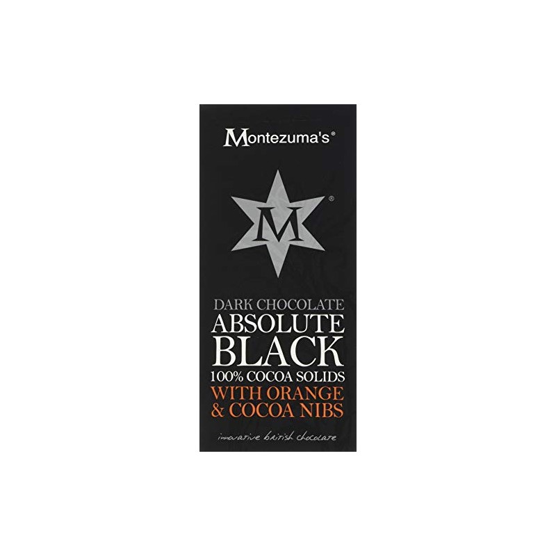 Montezuma's Absolute Black 100 Percent Cocoa Nibs and Orange Bar,