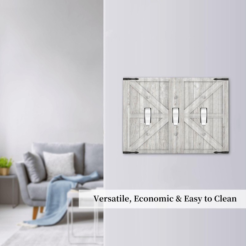 Spshian Decorative Switch Plate Covers Rustic Wooden White Barn Doors