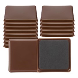 PATIKIL 3.5''x3.5'' Furniture Sliders, 16 Pcs Square Reusable Moving Furniture Slider Pad Protectors for Carpet Heavy Furniture Mover Floor Protectors Surface Protection Table Desk, Brown