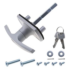 T-Handle Garage Door Lock 18mm Spigots Square Shaft Compatible with Henderson, Silver