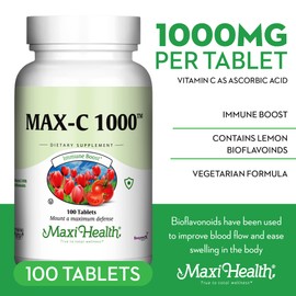 Maxi-Health Max Vitamin C -"1000mg" - with Bioflavonoids - 1000 Tablets - Kosher