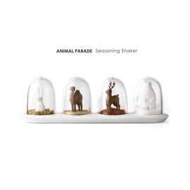 Tarro de cocina para condimentos, diseño de cuatro estaciones, diseño de parade animal, 4 en 1, Animal Parade