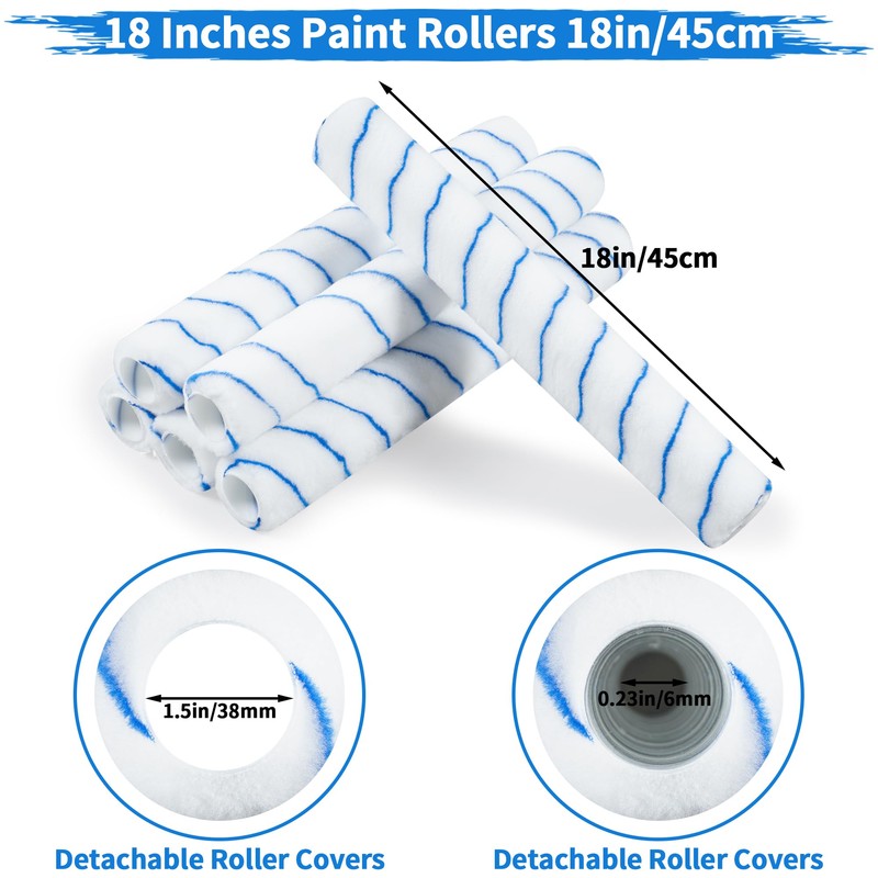 Gtouse 12 Pcs Large Paint Roller Kit,12-18" Adjustable Roller Frame