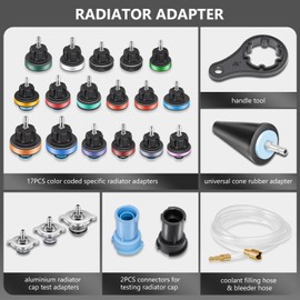 DNA MOTORING 28pcs Radiator Coolant Pressure Tester Vacuum Refill Tool Kit for Most Vehicles,with Carrying Case,Red,TOOLS-00315