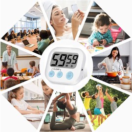 4 Pack Digital Kitchen Timer, ON/Off Switch, Large LCD Display Loud Alarm and Magnetic Backing Stand, Classroom Timers for Cooking Baking Teachers Kids Games Small Size (4 Colors)