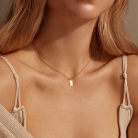Stocking Stuffers Gifts for Women Gold Initial Layered Necklaces for Women Dainty Gold Letter Necklace Snake Chain Name Necklace Herringbone Initial Tag Pendant Necklace Trendy Alphabet Necklace Gold Jewelry Gifts