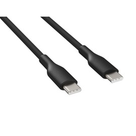 Cable Leader 1m Soft Silicone USB Cable USB C to USB C Cable, 60W, 480mbps, USB 2.0, Black