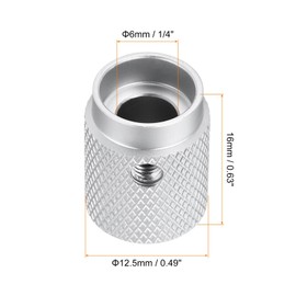 sourcing map 8 Pcs Aluminium Potentiometer Knobs, 1/4"(6mm) IDx1/2"(12.5mm) ODx5/8"(16mm) Height Universal Volume Tone Control Knobs for Guitar, Bass, Oval Indicator, Matte Silver