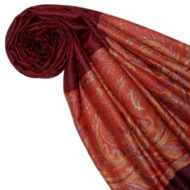 Lorenzo Cana Men's Cashmere Scarf 100% Cashmere Jacquard Woven Paisley Pattern Scarf Cashmere Scarf Cashmere Pashmina, Dark Red / Red