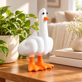 Duck You Gesture Resin Statue – Funny Middle Finger Duck Figurine, Novelty Desk Decor and Humorous Gift for Colleagues