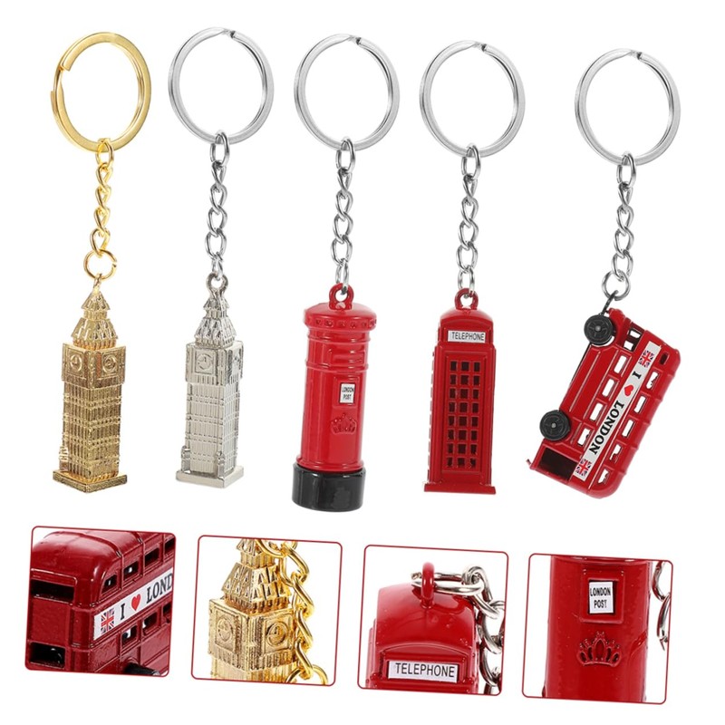 COHEALI 10pcs Souvenir London Bus Keychain British Key Holder British