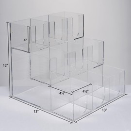 CiaoHER Acylic Coffee Cup and Lid Dispenser with 9 Compartments, Counter Top for Coffee Station to Organize Disposable Cups, for Home or Office Use (Clear)