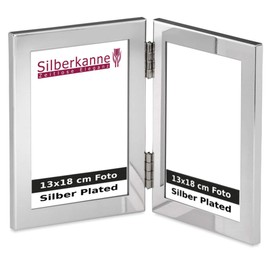 SILBERKANNE Double Picture Frame Portrait Frame 2 x 13 x 18 cm Premium Silver Plated in Top Workmanship