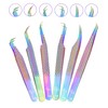 SIVOTE Eyelash Extension Tweezers Fiber Tips, Set of 6, Curved,