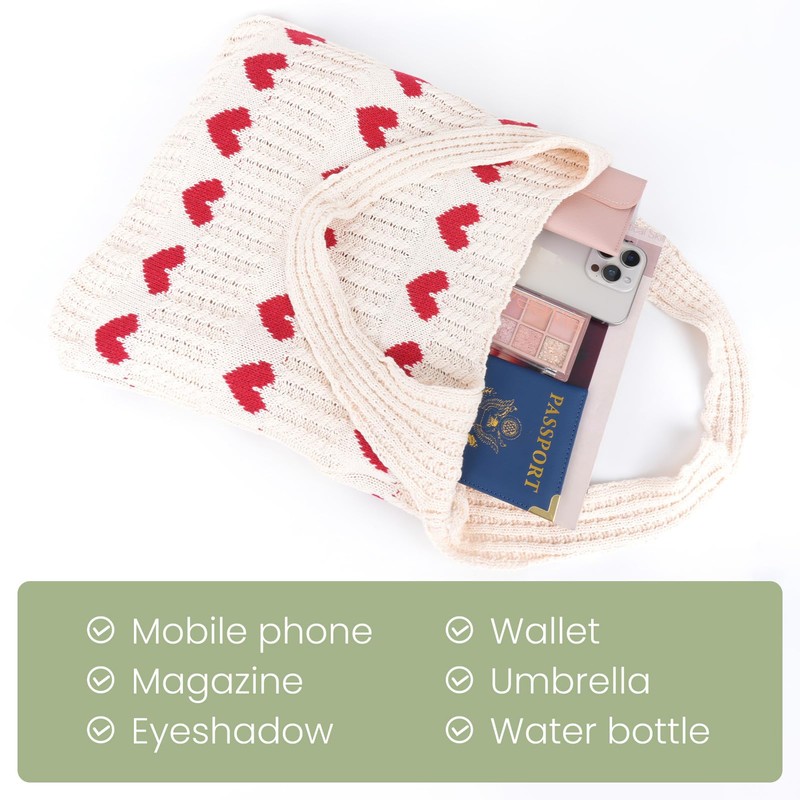 Ausing Crochet Tote Bag Beach Bag Shoulder Bag Women's Hollow