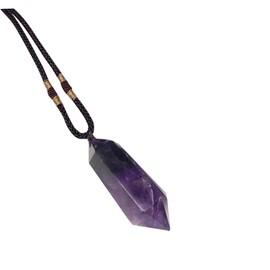 Baluue Pointed Crystal Necklace Amethyst Pendant Delicate Jewelry Making Pendant for Fashion