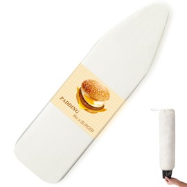 BNDX Ironing Board Cover, 18" x 49" Standard Size Thick Padding with Bongee Cord, Stain Resistant & Durable Scorch, 2 Click Buckles for Smooth Iron Beige Natural Twill(Bonus Plastic Bag Holder)