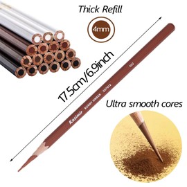 Set of 6 Colourful Charcoal Pencils for Drawing, 4 Colours, Charcoal Drawing Pencils Set for Sketching, Shading, Mixing, Portrait, Professional Sketching Pencils for Beginners and Artists