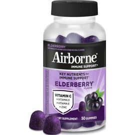 Airborne - Gomitas de saúco + zinc y vitamina C para adultos, suplemento para fortalecer el sistema inmunológico con vitaminas D y zinc, con potentes 