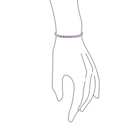 12 CTW Prong Basket Set Solitaire Round Cubic Zirconia Lavender Purple Simulated Amethyst AAA CZ Tennis Bracelet for Women Prom Bride Silver Plated