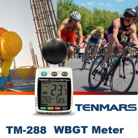 TENMARS WBGT TM-288 Heatstroke Measuring Instrument, Japanese Instruction Manual Included, Black Ball Type, Alarm, Heat Stroke Alert, Thermometer, Heat Index Measuring Device