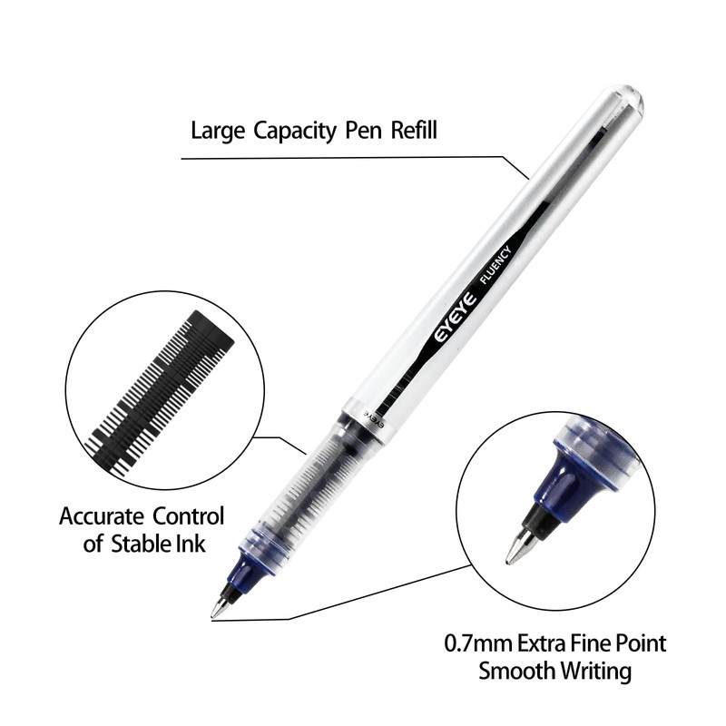 EYEYE Rollerball Pens Medium Point, 3 Assorted Colors 0.7mm Liquid