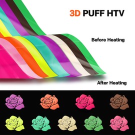 Transfer Film Plotter Puff, 3D Plotter Film Textile, Puff Vinyl Film Plotter Heat Press, Iron-On HTV Vinyl for T-Shirts DIY Clothing Craft Supplies, 9 Colours, 10 x 12 Inches (30.5 x 25 cm)